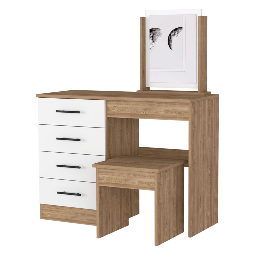Mueble Tocador Con Espejo Y 4 Cajones + Silla image number 0.0