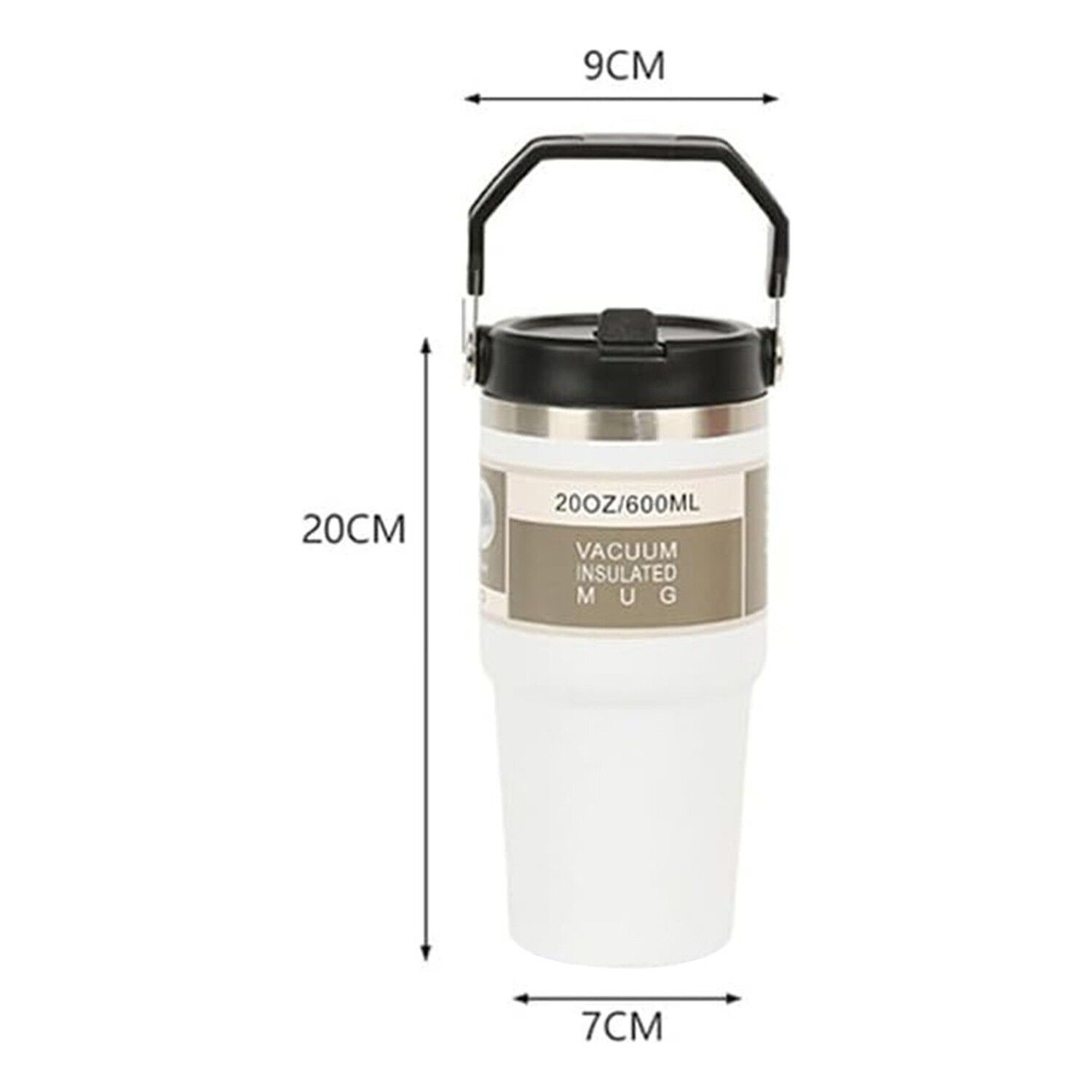 Mug Termo Inoxidable 600ml Blanco Port&aacute;til Antifugas image number 3.0
