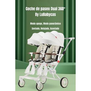 Coche Doble Con Mesita De Comer Reclinable Gris Lubabycas