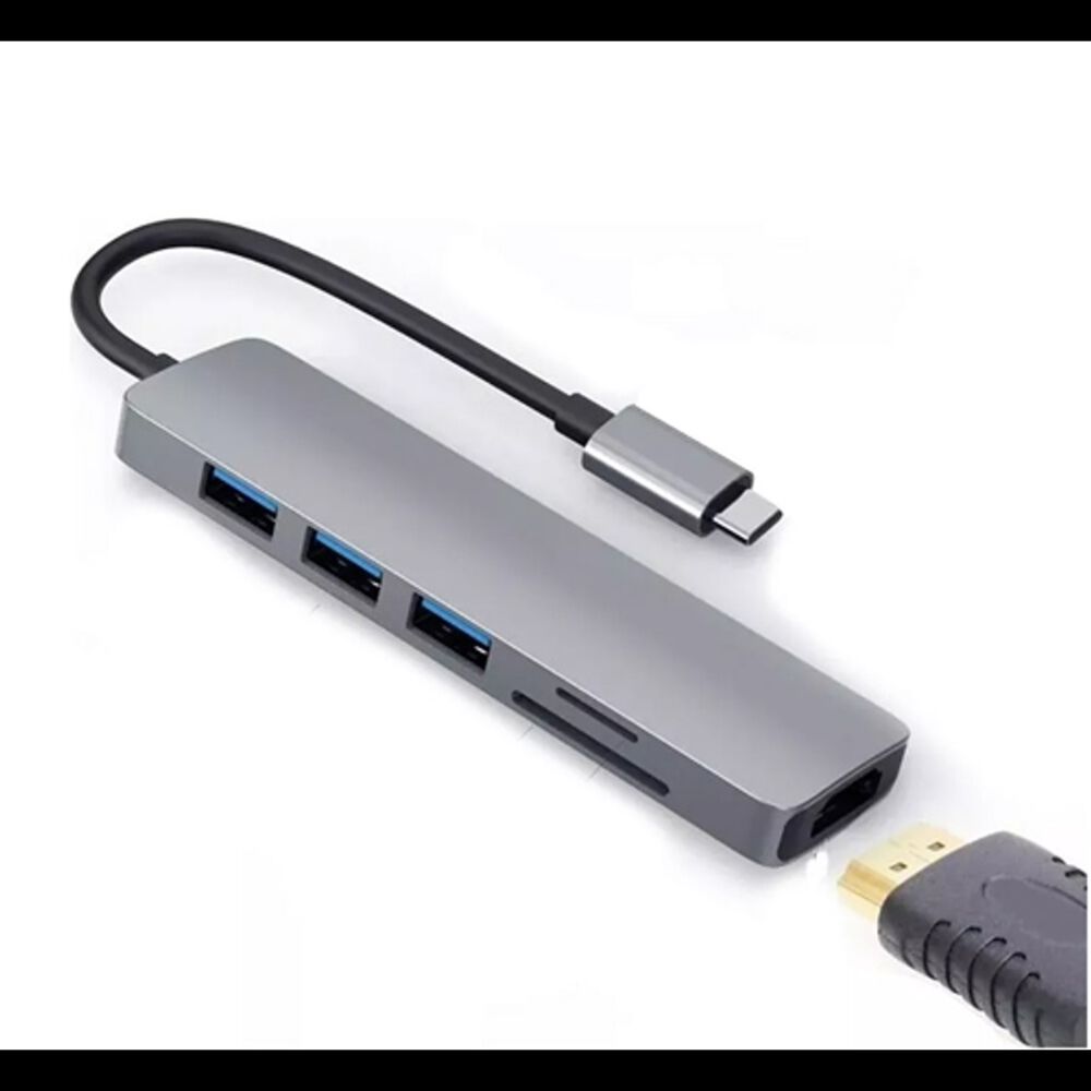 Adaptador Usb Hub Hdmi Tipo C 3 X Usb 3.0 6en1 image number 0.0