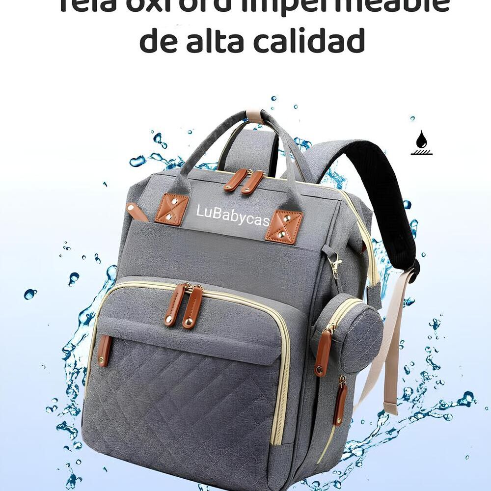 Mochila Maternal Lubabycas Impermeable Con Accesorios Negra image number 6.0