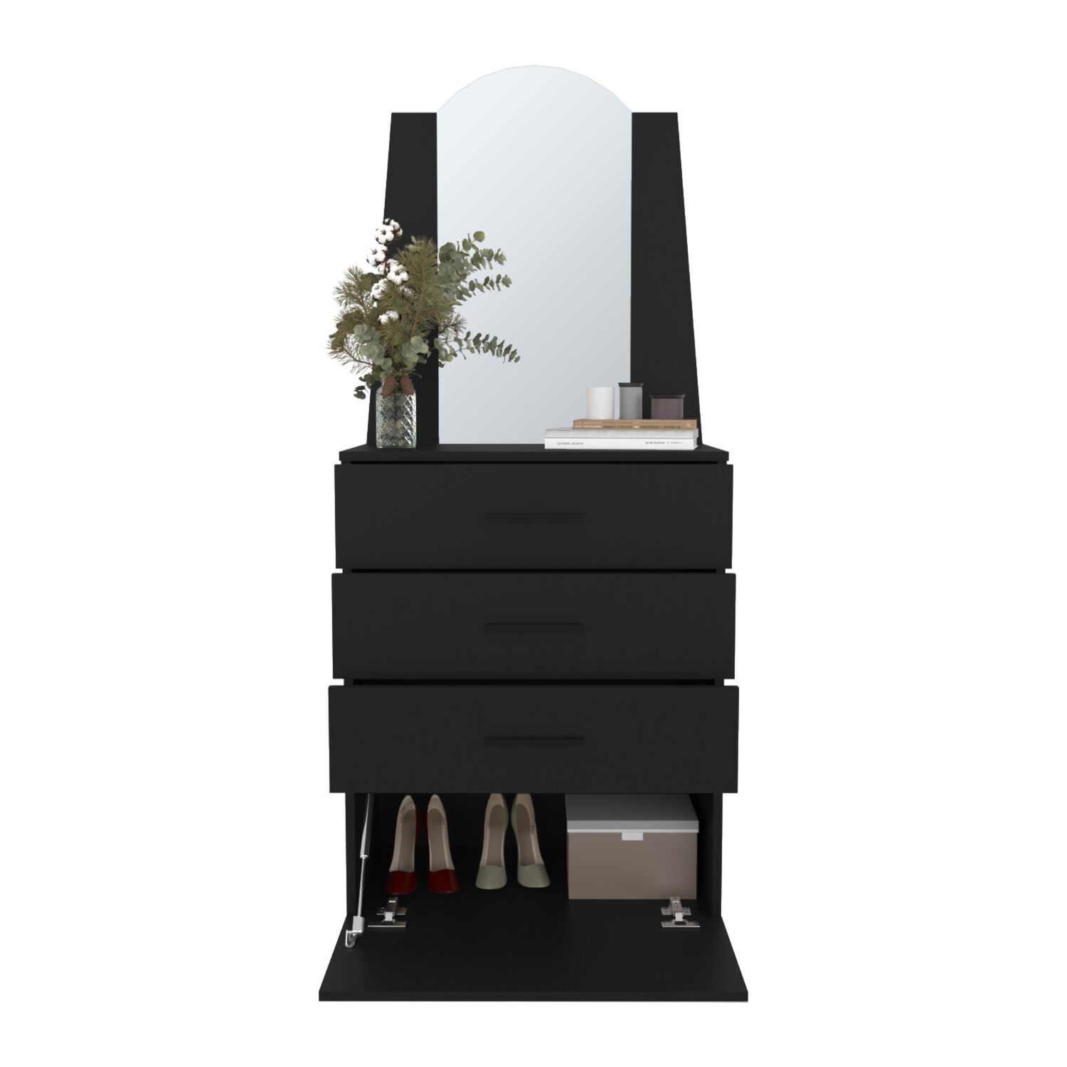 Comoda Con Espejo 159.5x62.8x35.3 Cm 3 Cajones 1 Puerta image number 1.0