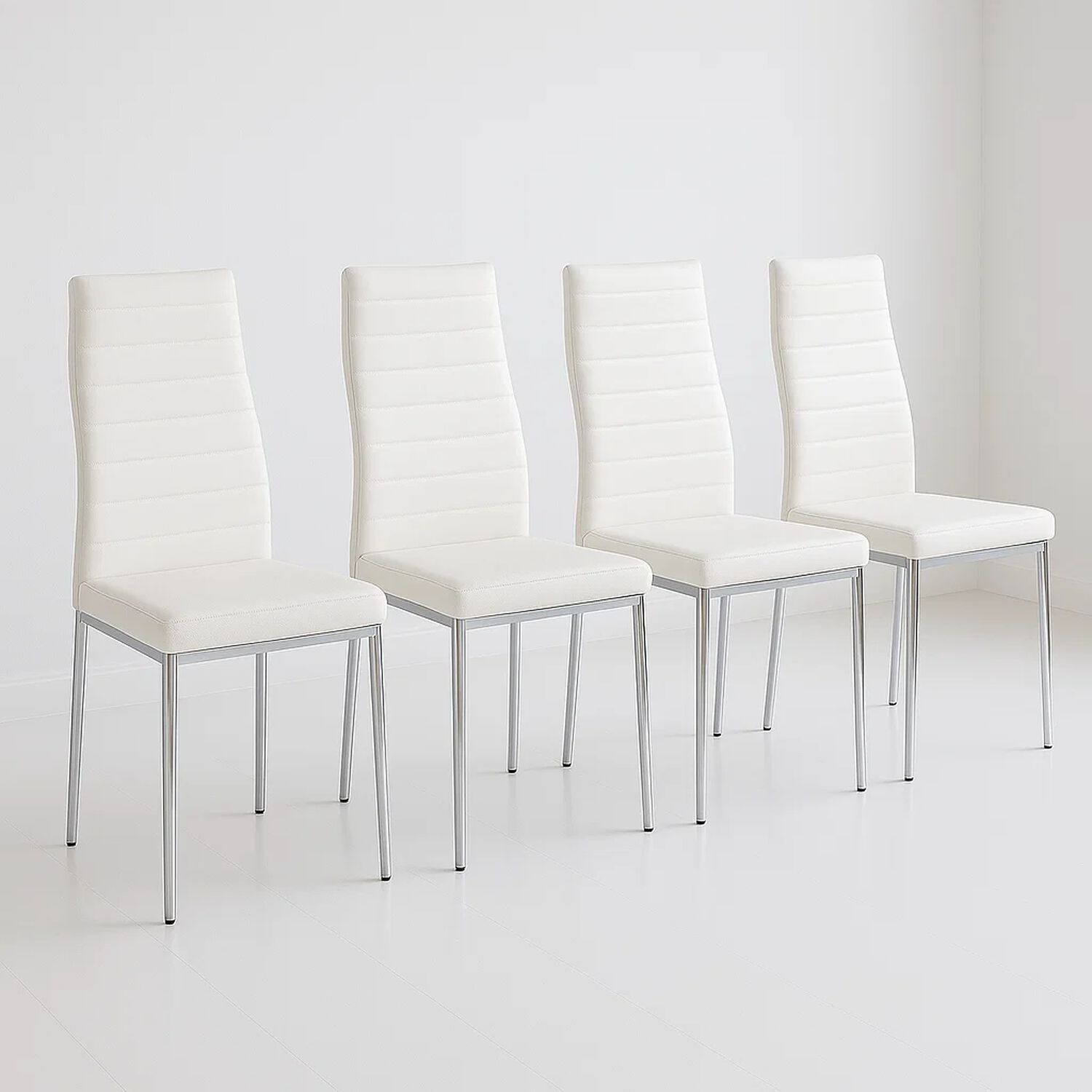 Pack De 4 Sillas Acolchadas Dining Liana Con Patas Cromadas - Blancas image number 0.0