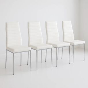 Pack De 4 Sillas Acolchadas Dining Liana Con Patas Cromadas - Blancas