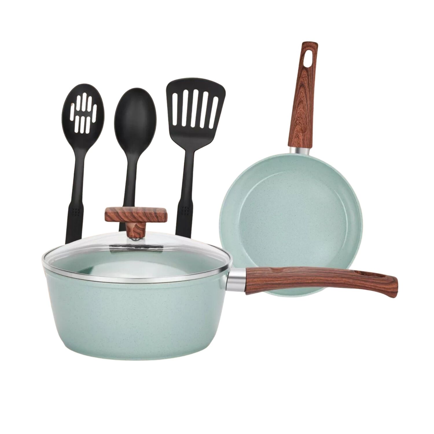 Juego Bater&iacute;a 10 Piezas Cocina Granito Menaje Antiadherente Pmm Verde image number 1.0