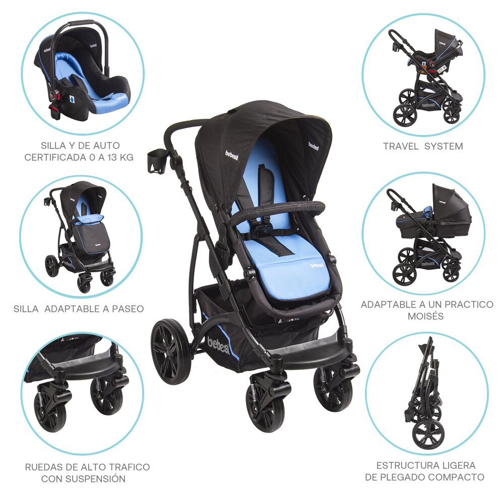 Coche Travel System Explorer Negro Azul image number 7.0