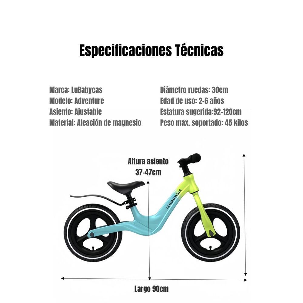 Bicicleta Equilibrio &Uacute;ltra Resistente Lubabycas Verde image number 5.0