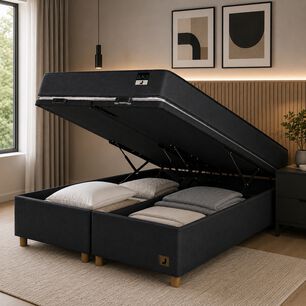 Cama Ba&uacute;l Mons Black / 2 Plazas / Base Dividida