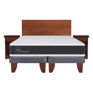 Cama Europea Cic Ortopedic / 2 Plazas / Base Dividida + Set De Maderas
