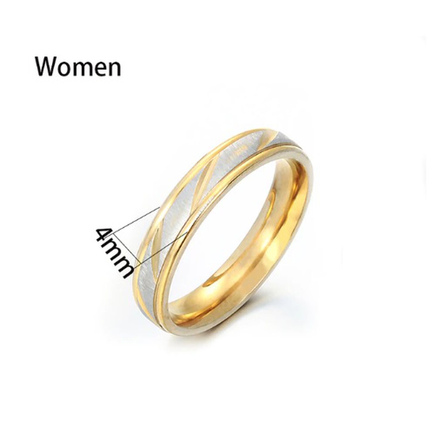 Anillo Titanio Pareja Compromiso Dama Onda Dorada M 4mm image number 6.0