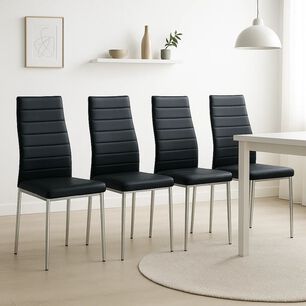Pack De 4 Sillas Acolchadas Dining Liana Con Patas Cromadas - Negras