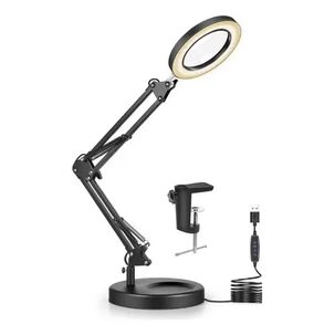 Lampara Lupa De Escritorio Luz Led Lente De Aumento Con Base