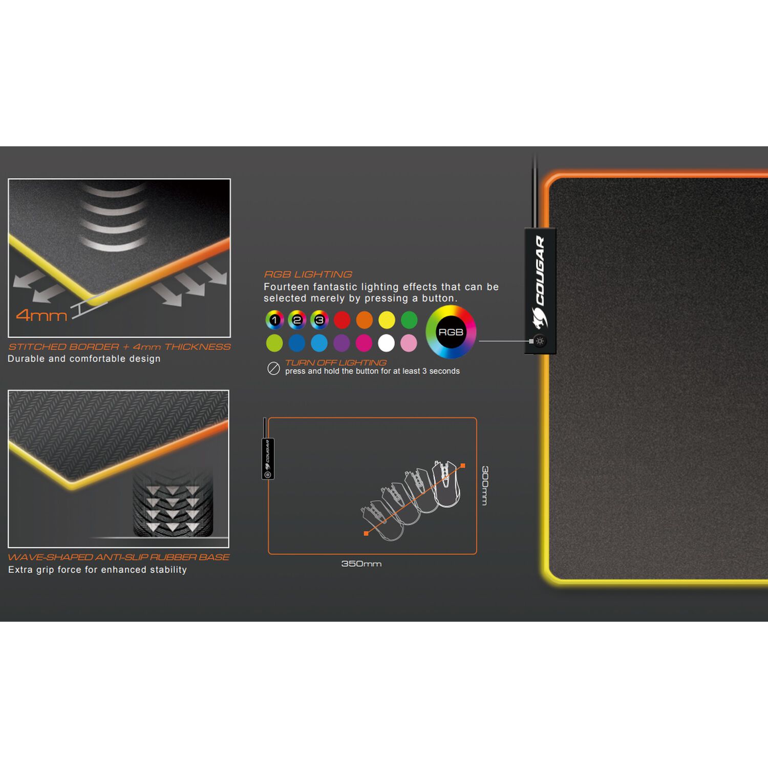 Mouse Pad Cougar Neon Gaming Series Full Rgb Usb image number 7.0