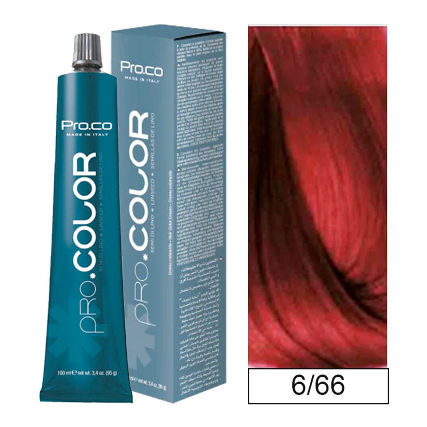Pro.color - Tintura Permanente 6/66 Rubio Oscuro Rojo Intenso 100ml + Oxidante image number 0.0