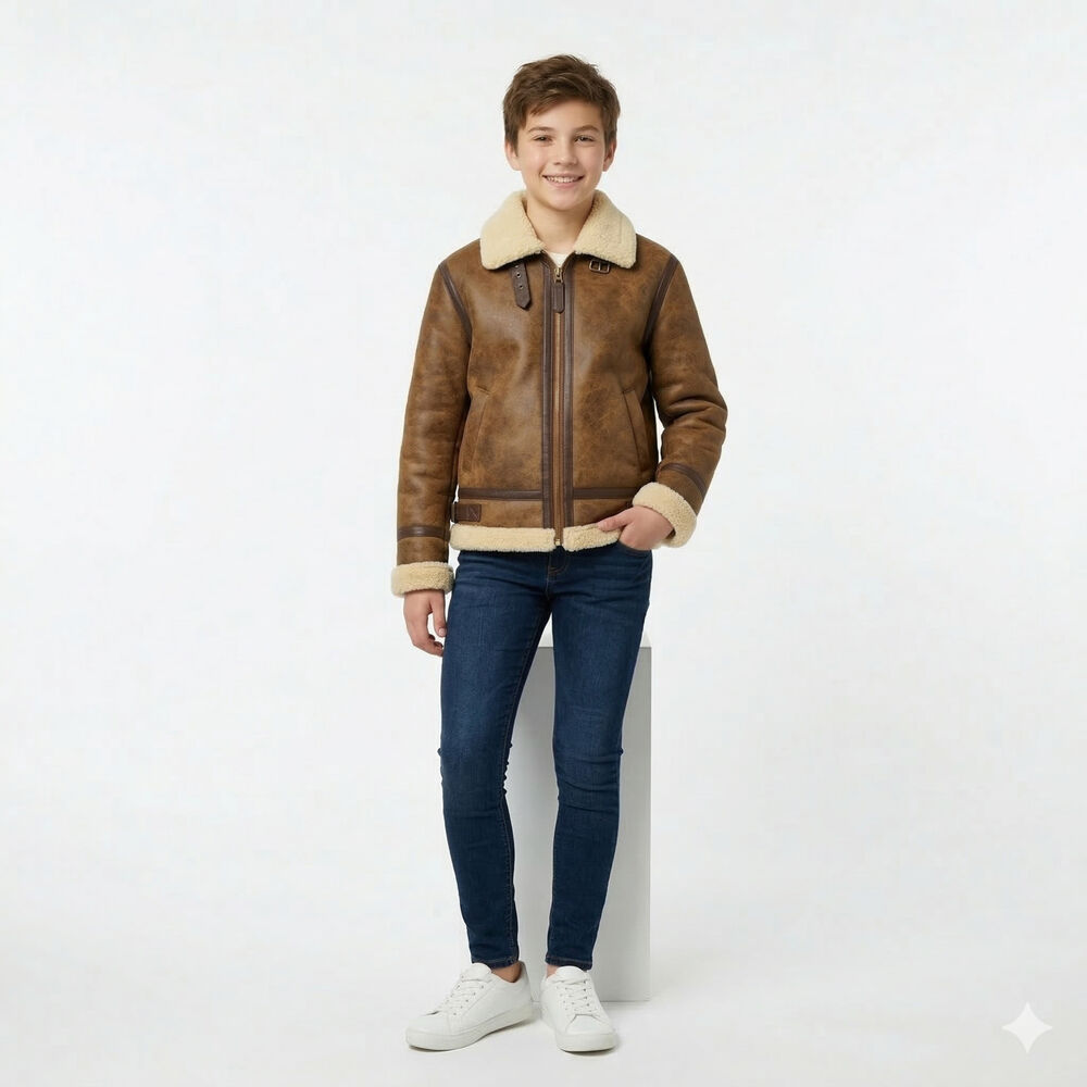 Chaqueta Ni&ntilde;o Aviador Estilo Piloto Abrigada Invierno image number 5.0