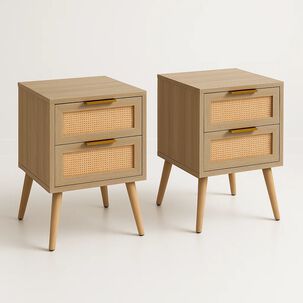 Pack De 2 Veladores Eames Mesh Doble - Madera Oscura Walnut