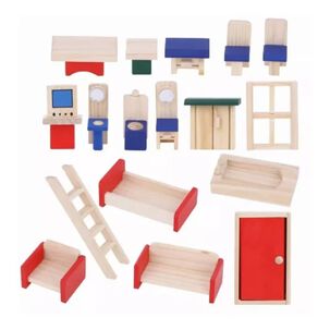 Casa De Mu&ntilde;ecas De Madera Muebles Ni&ntilde;as + Set Familia Real