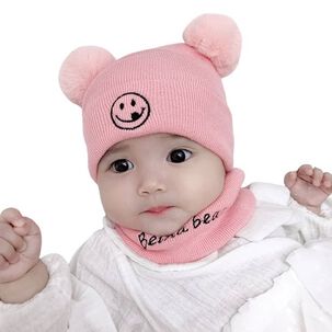 Gorro Con Cuello Para Beb&eacute; Orejitas Oso Para Invierno