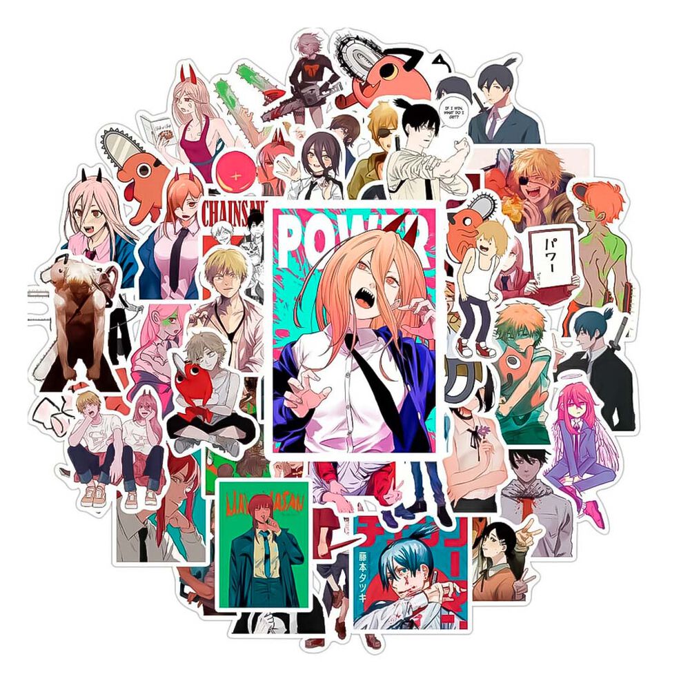 Stickers Chainsaw Man Pochita Power Anime (50 Unidades) image number 0.0