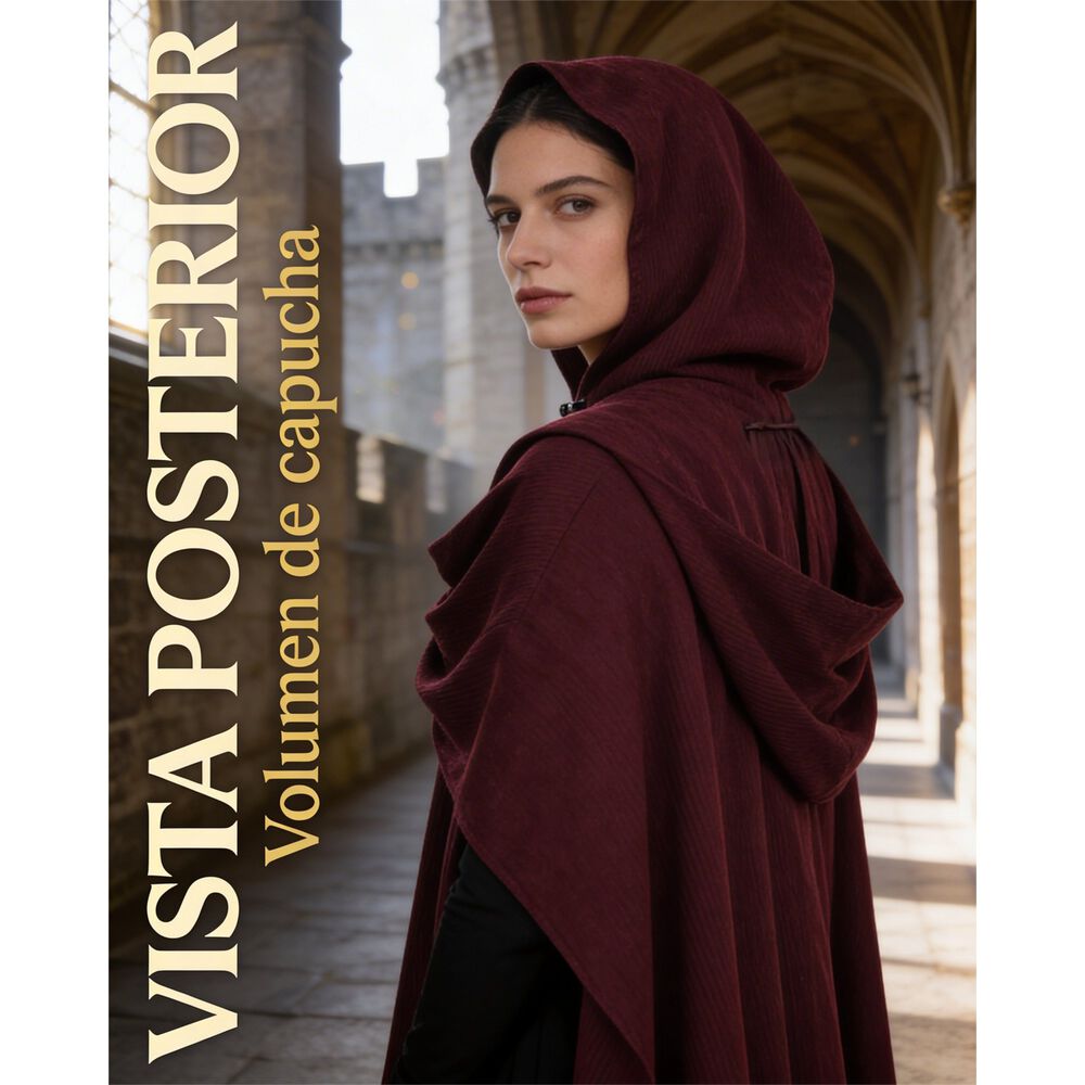 Disfraz Tunica Capa Con Capucha Medieval Con Broche Para Cosplay Halloween Y Teatro Unisex image number 7.0