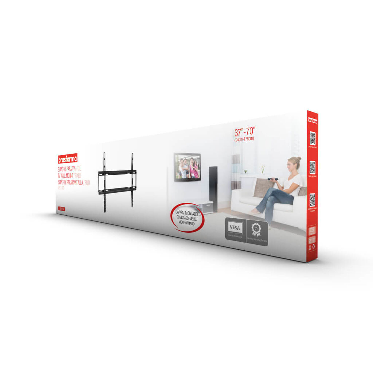 Soporte Para Tv Fijo Ultra Slim 37" A 75" Sbrp604 Brasforma image number 4.0