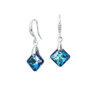 Aros Cristina Plata Italiana 925 Y Cristales Genuinos Bermuda Blue
