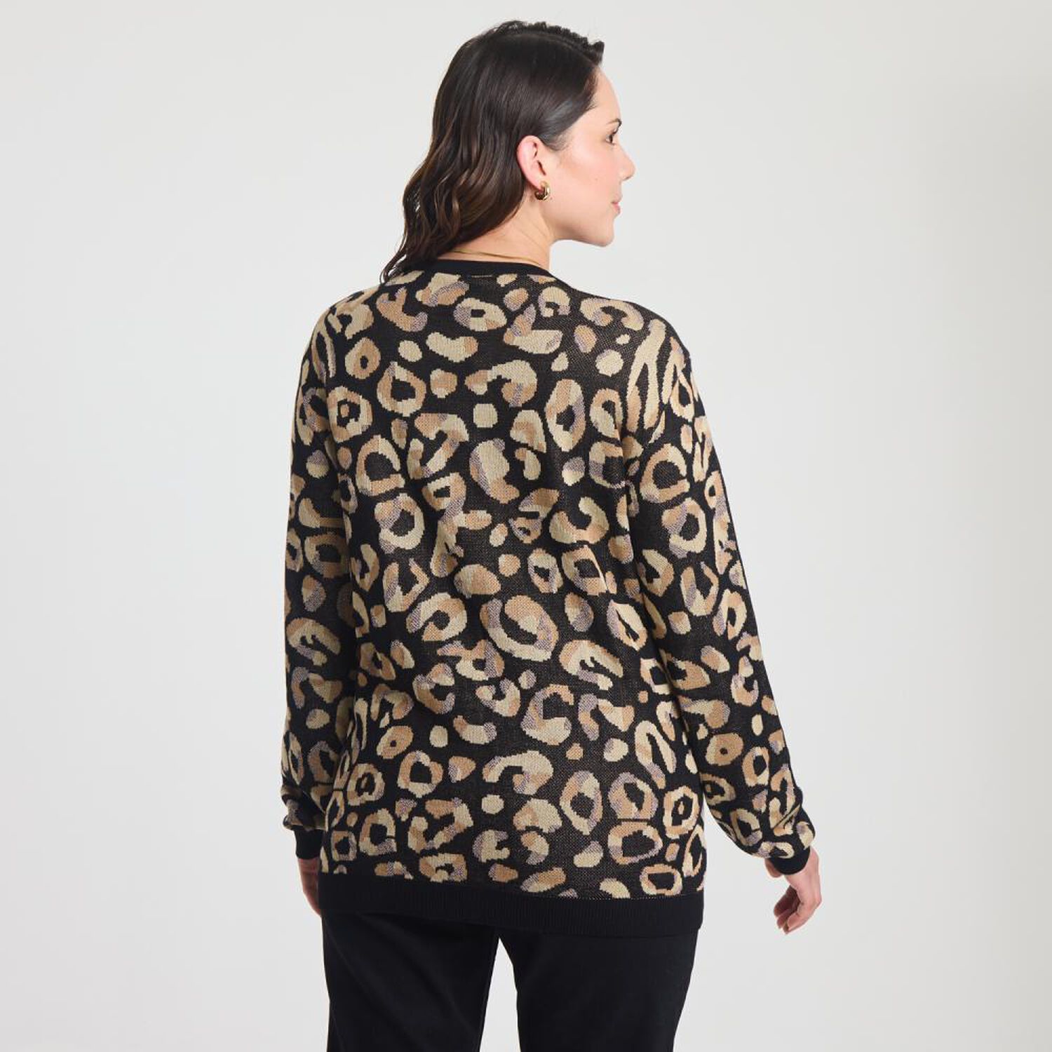 Sweater Full Print Aplicaci&oacute;n De Botones En Hombro Cuello Redondo Mujer Sexy Large image number 3.0