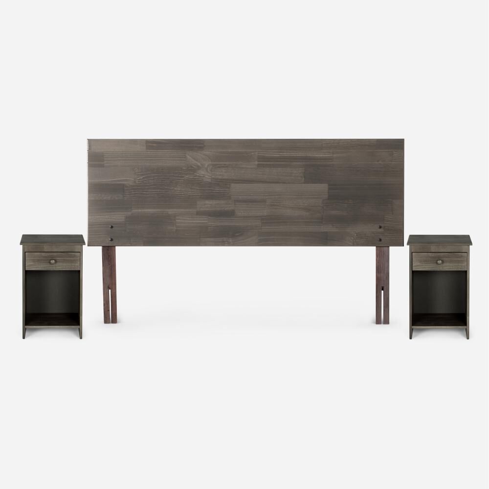 Cama Europea Rosen Wave / 2 Plazas / Base Normal + Set De Maderas Tabor Grafito + Almohada Light image number 3.0