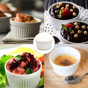 Set 6 Pocillos Ramekin Ceramica Blanco 8cm Cocina Horno