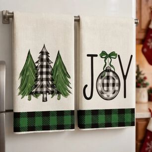 Set 2 Pa&ntilde;os De Cocina Navide&ntilde;os 45 70 Cm Christmas Joy V