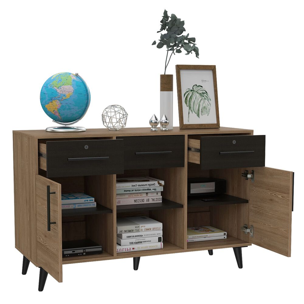 Buffet 3 Cajones 2 Puertas Fm-001c Caf&eacute; Claro Y Plomo image number 1.0