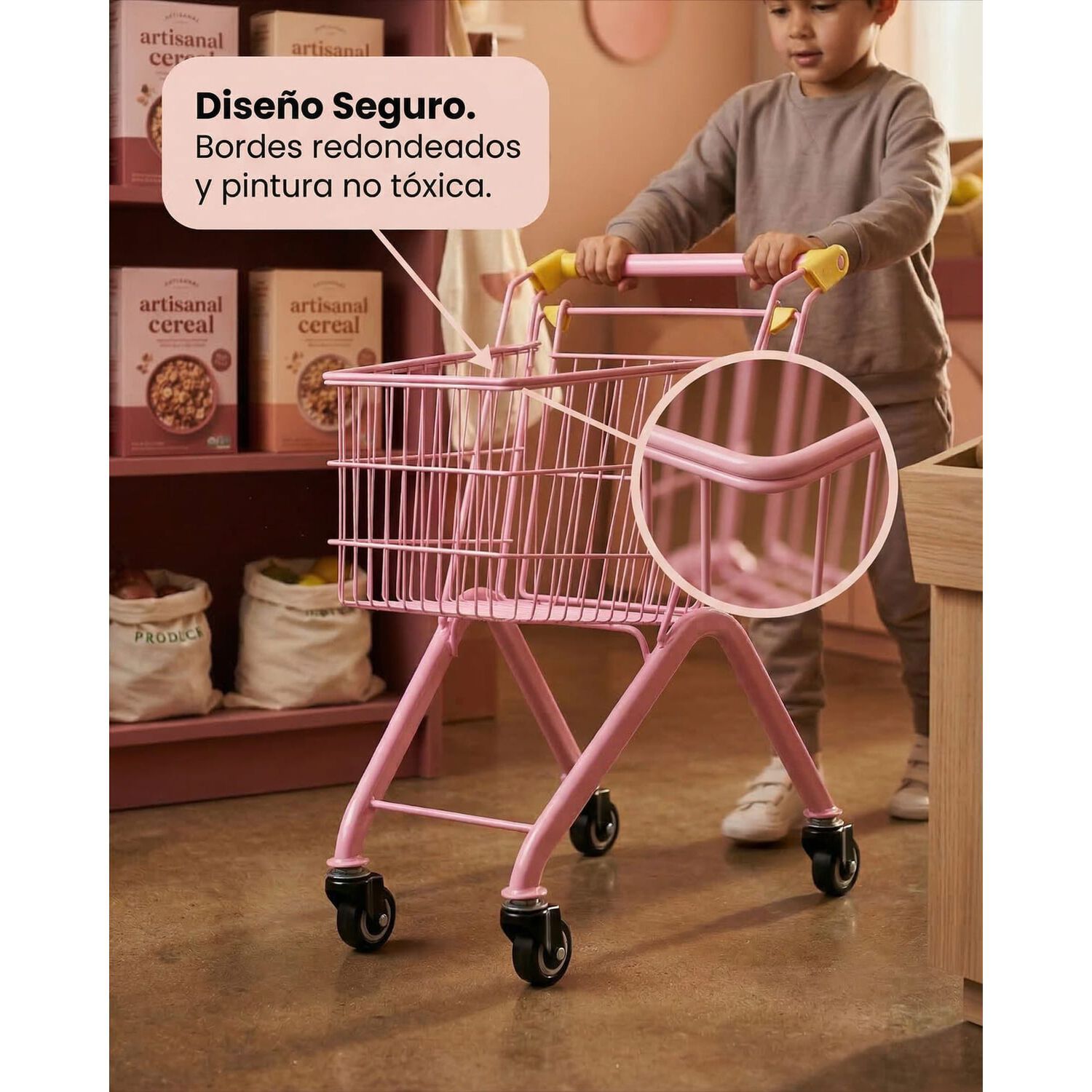 Carro De Supermercado Infantil De Metal Juguete image number 4.0