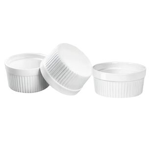 Set 3 Pocillos Ramekin Ceramica Blanco 6cm Cocina Horno