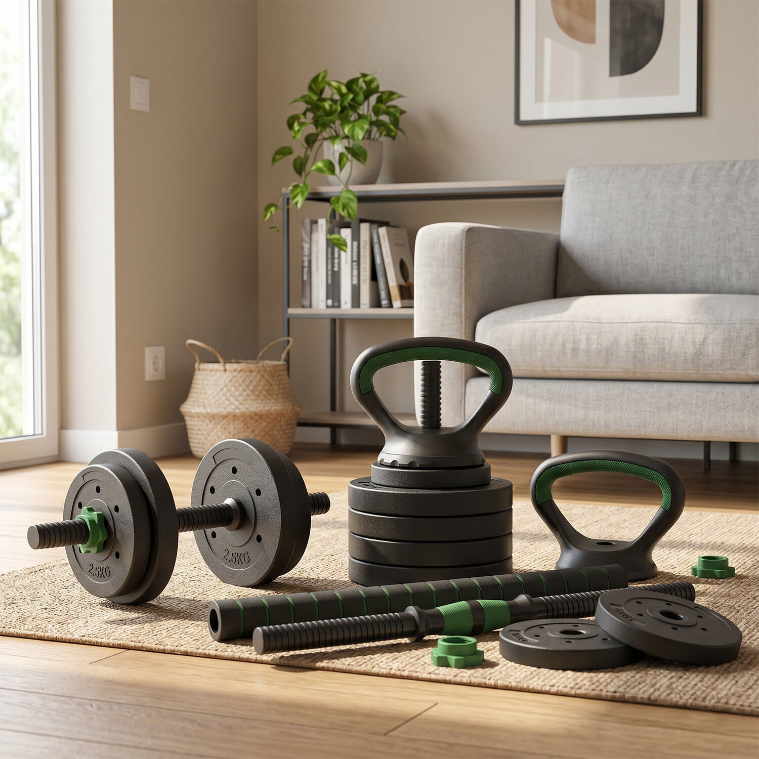 Set Mancuernas Green 3 En 1 Ajustables 20 Kg image number 8.0