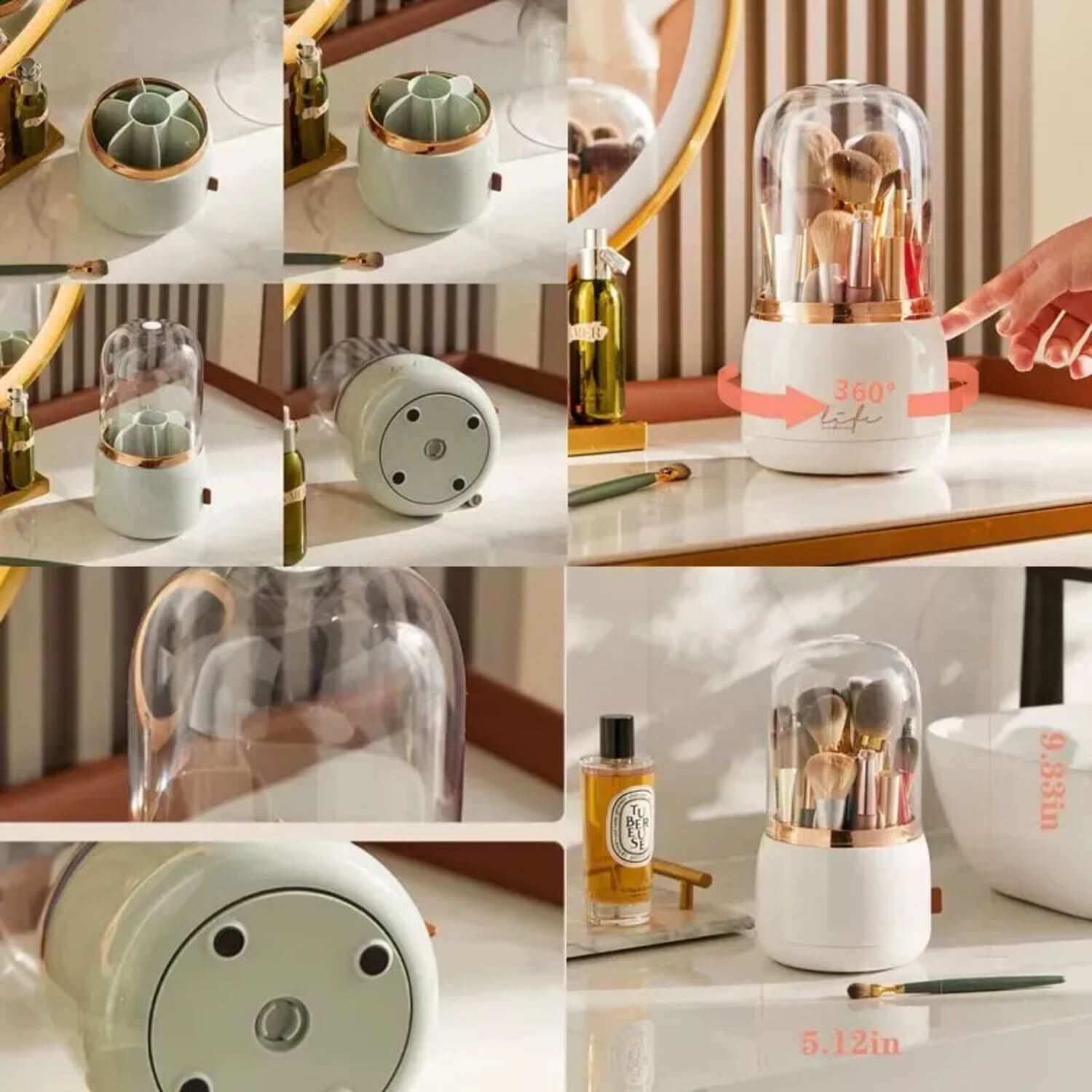 Organizador Port&aacute;til Para Brochas De Maquillaje, Giratorio 360 Grados. image number 3.0