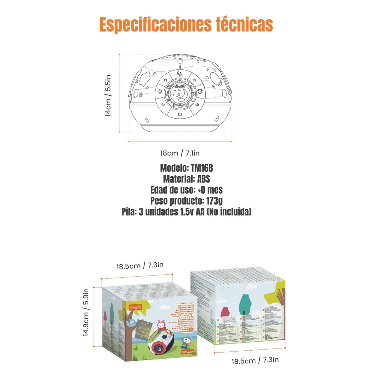Proyector Inteligente L&aacute;mpara Luz Melod&iacute;a Espanta Cuco Tm168 image number 2.0