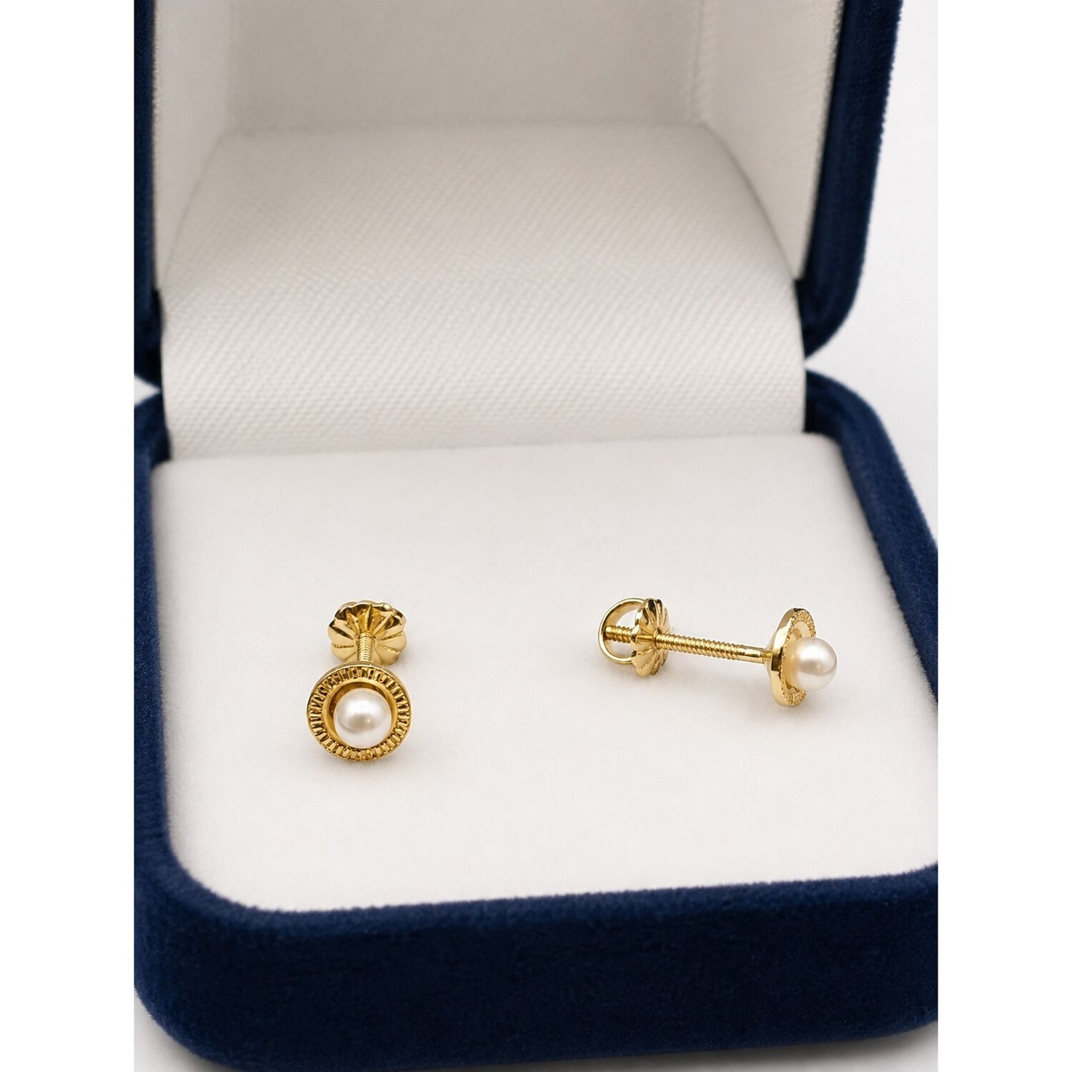 Aros Perla Blanca Redondela 5mm Oro 18k 0.90gr Mujer Ni&ntilde;a Dorado image number 3.0