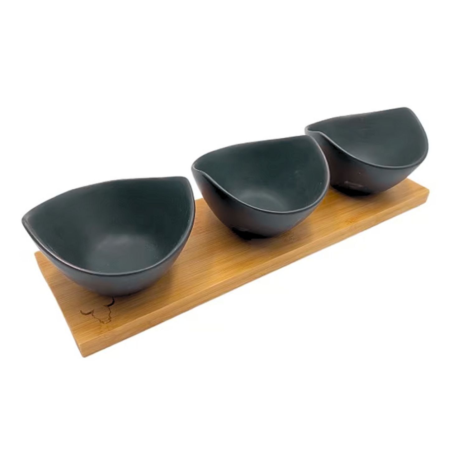 Set Wayu 3 Bowls Ceramica Con Bandeja 30cm Aperitivo Cocina image number 2.0