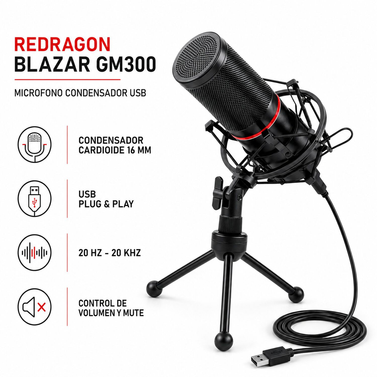 Micr&oacute;fono Profesional Condensador Usb Blazar Gm300 image number 5.0