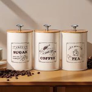 Set De 3 Canister De Cocina - Dise&ntilde;o Letras