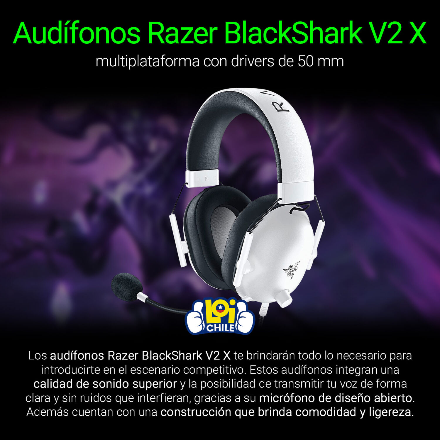 Aud&iacute;fonos Gamer Razer Blackshark V2 X White image number 4.0