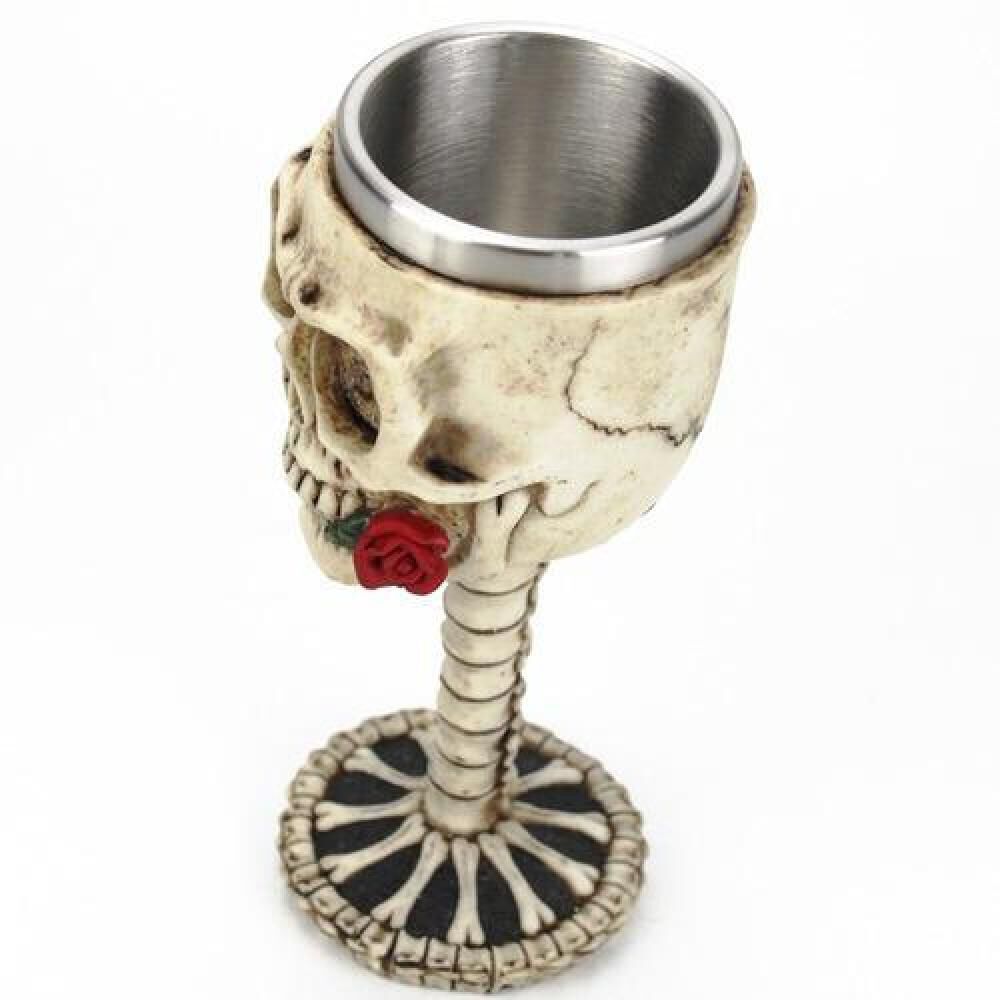 Copa Caliz 3d Calavera Rosa Resina Acero image number 3.0