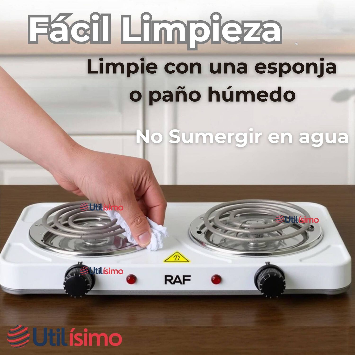 Cocina El&eacute;ctrica 2 Platos 2000w Cocinilla Port&aacute;til Blanco image number 4.0