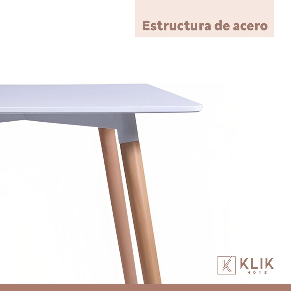 Comedor Mesa Cuadrada Blanca + 4 Sillas Tulip Acolchadas Blancas image number 6.0