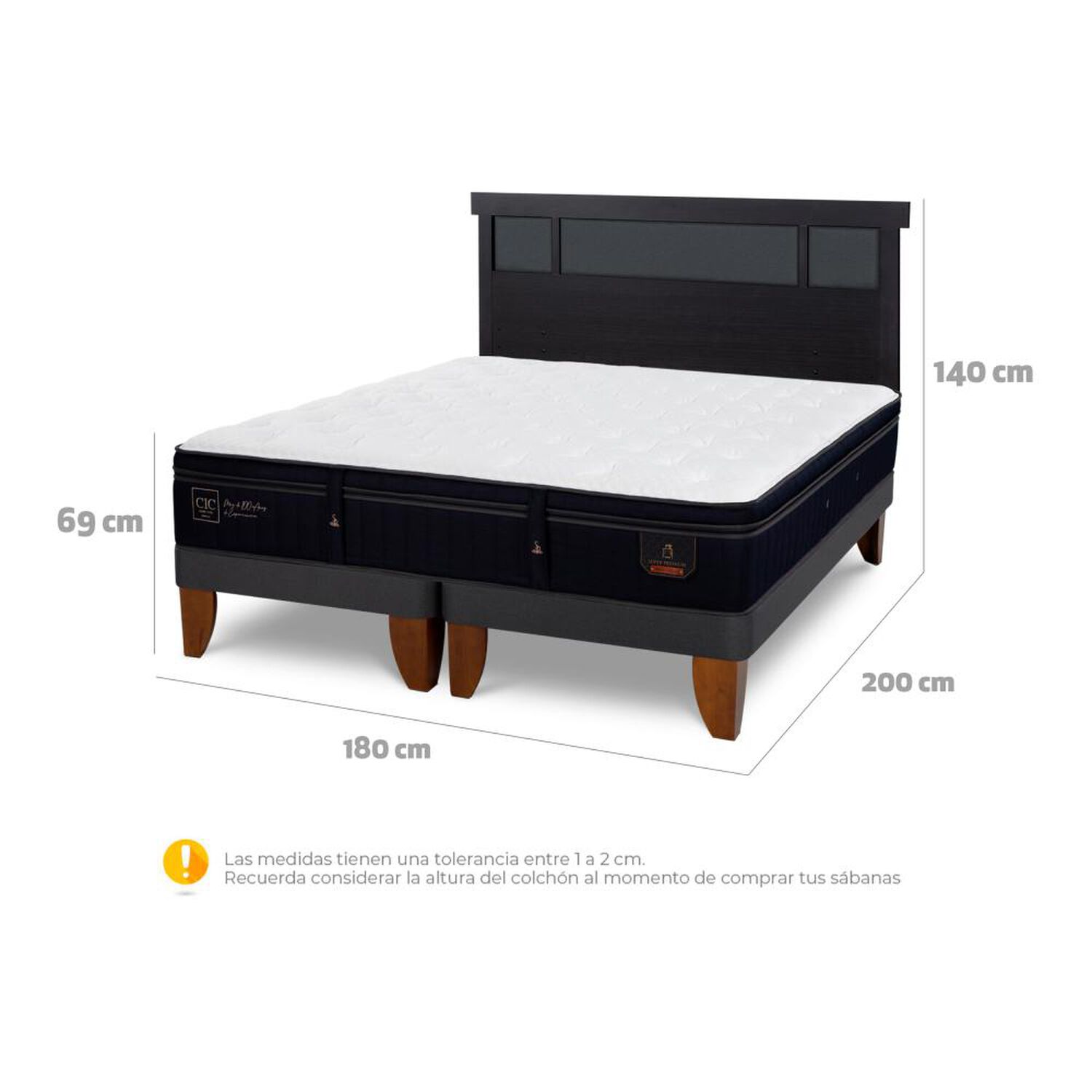 Cama Europea Cic Linea Premium / King / Base Dividida + Respaldo image number 5.0