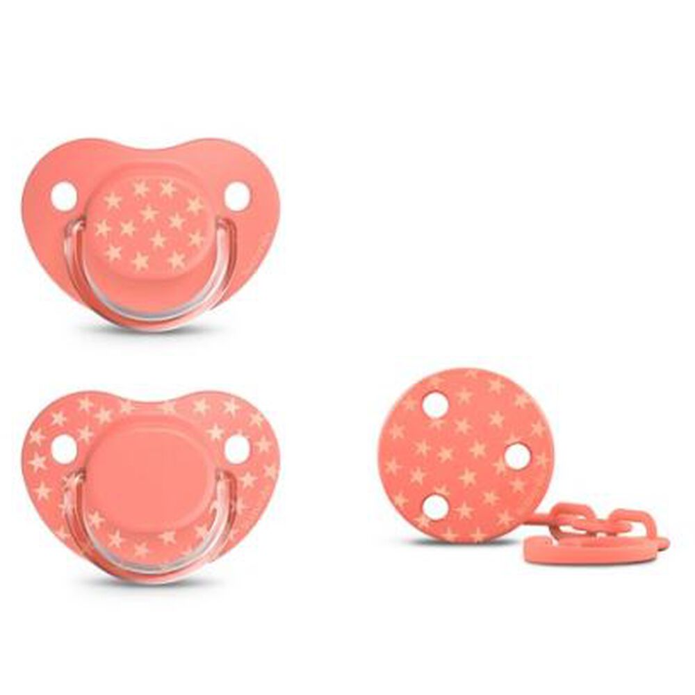 Pack 2 Chupetes Tetina Anatomica 6/18m + Broche The Basics image number 0.0