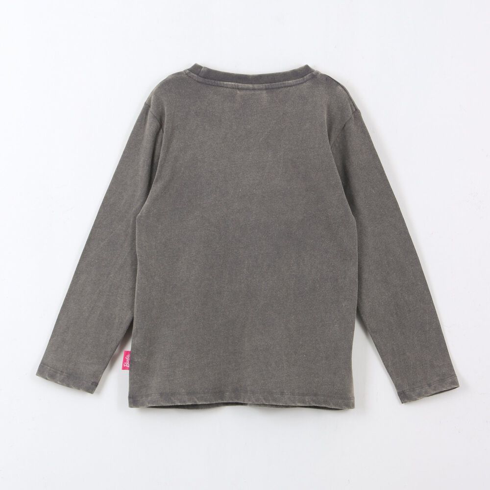 Polera Manga Larga Ni&ntilde;a Logo Gris Barbie image number 1.0