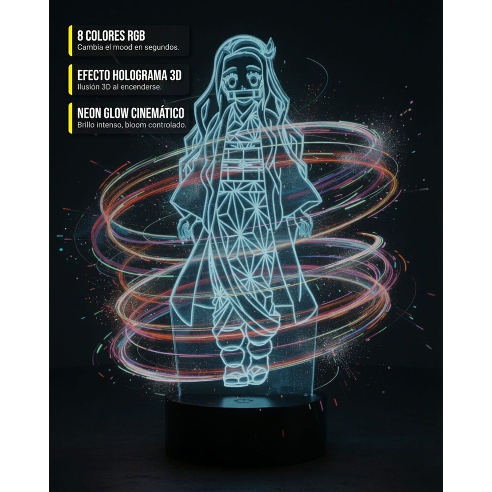 L&aacute;mpara 3d Nezuko Anime- Kimetsu No Yaiba image number 2.0