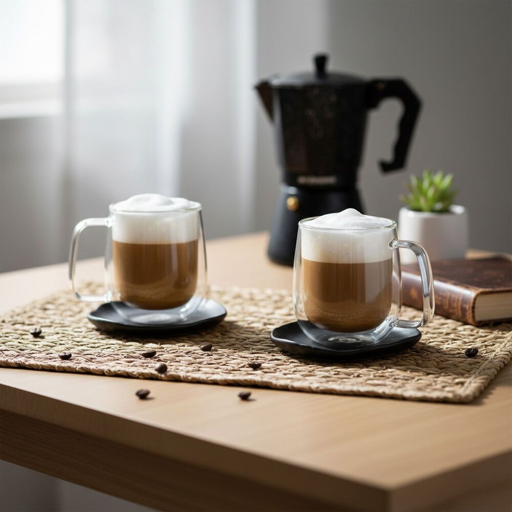 Set 4 Tazas Mug De Vidrio Doble Pared 300 Ml Simplit image number 2.0