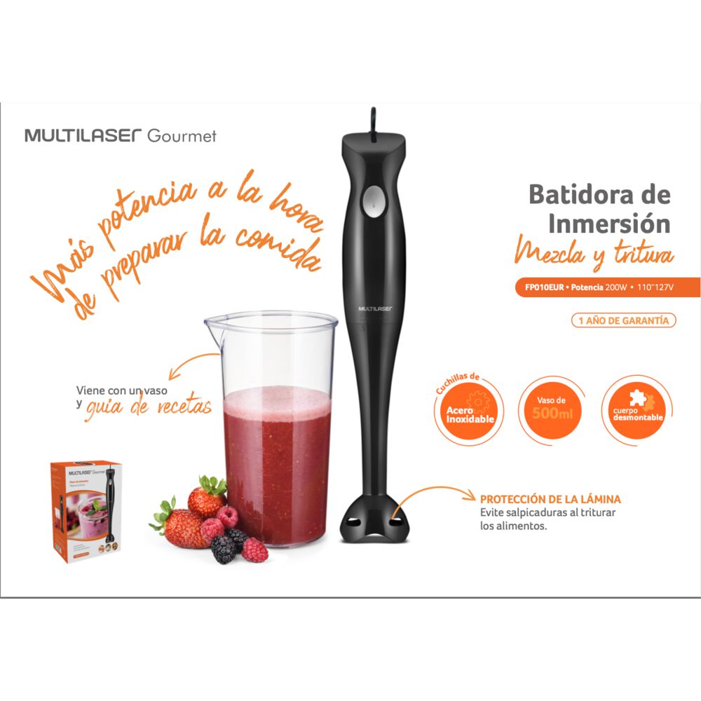 Batidora Inmersion Minipimer Multi 200w Negra Fp010 image number 2.0
